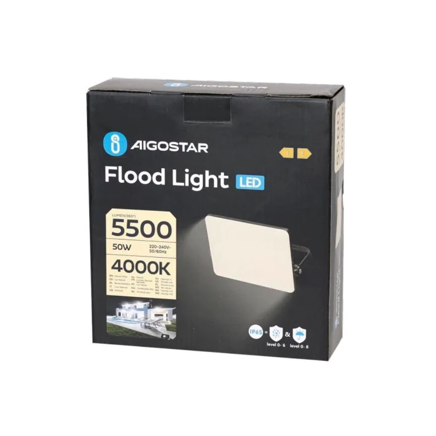 Aigostar - Holofote LED LED/50W/230V 4000K IP65 preto