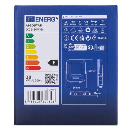 Aigostar - Holofote LED RGBW regulável MESH Inteligente LED/20W/230V 6500K IP65 + comando