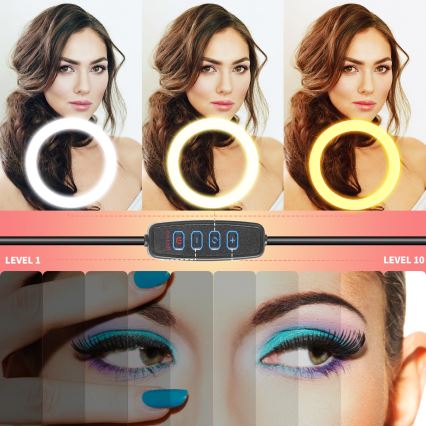 Aigostar - Iluminação anel LED com regulação LED/12W/230V 2700-6500K 50,5 cm