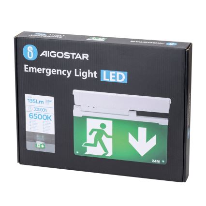 Aigostar - Iluminação de emergência LED EMERGENCY EXIT LED/3,6W/230V 6500K 500mAh