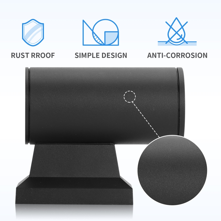 Aigostar - Iluminação de parede exterior 1xGU10/230V preto IP65 redondo