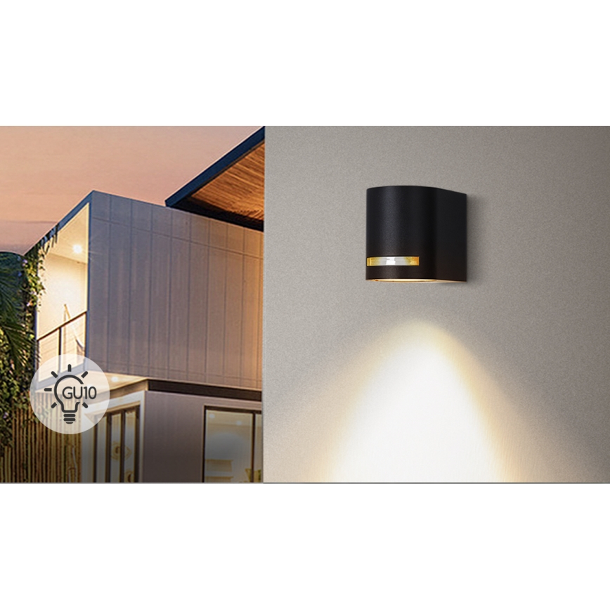 Aigostar - Iluminação de parede exterior 1xGU10/35W/230V preto IP54