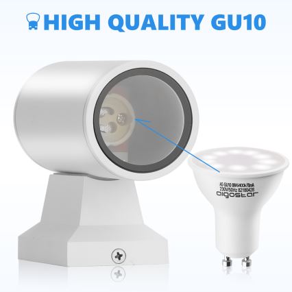 Aigostar - Iluminação de parede exterior 2xGU10/230V branco IP65 redondo