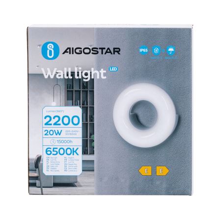 Aigostar - Iluminação de parede exterior LED LED/20W/230V 6500K IP65 preto