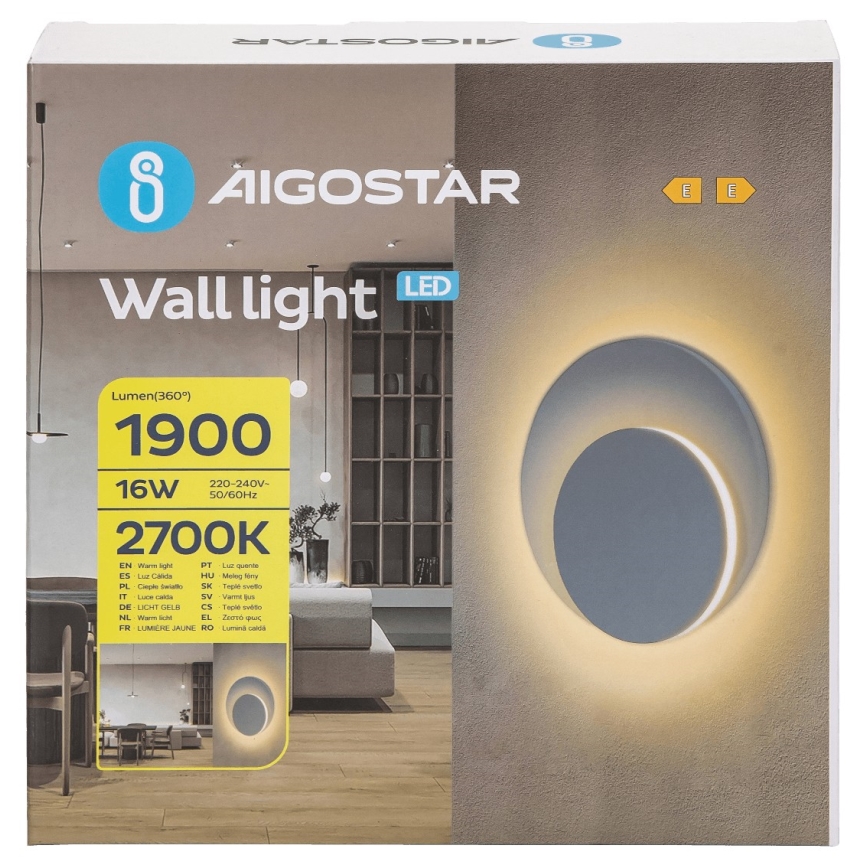 Aigostar - Iluminação de parede LED LED/16W/230V 2700K branco
