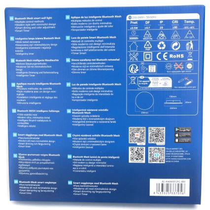 Aigostar - Iluminação de parede LED RGBW com regulação MESH Inteligente LED/12W/230V 2700-6500K preto + comando