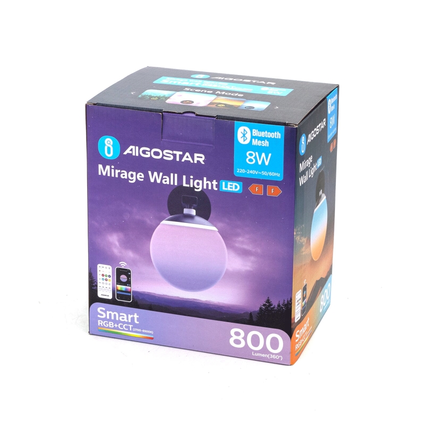 Aigostar - Iluminação de parede LED RGBW com regulação MESH Inteligente LED/8W/230V + comando