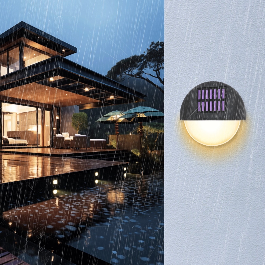 Aigostar - Iluminação de parede solar LED LED/1W/1,2V preto 200 mAh 2700K IP44