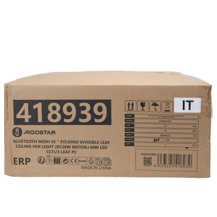 Aigostar - Iluminação de teto LED com regulação e ventoinha MESH LED/50W/230V 2700-6500K branco + comando