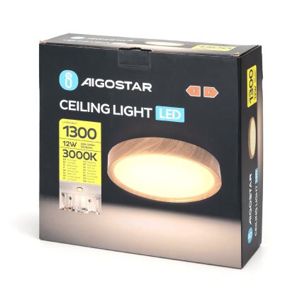 Aigostar - Iluminação de teto LED LED/12W/230V 3000K diâmetro 26,3 cm