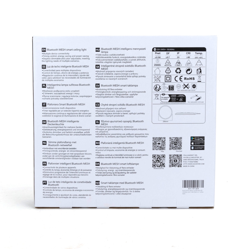 Aigostar - Iluminação de teto LED RGBW com regulação MESH LED/24W/230V 3000-6500K branco + controlo remoto