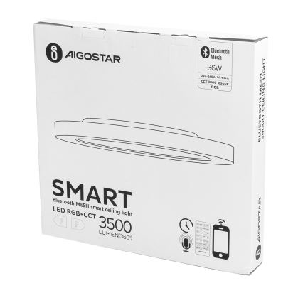 Aigostar - Iluminação de teto LED RGBW com regulação MESH LED/36W/230V 3000-6500K branco + controlo remoto