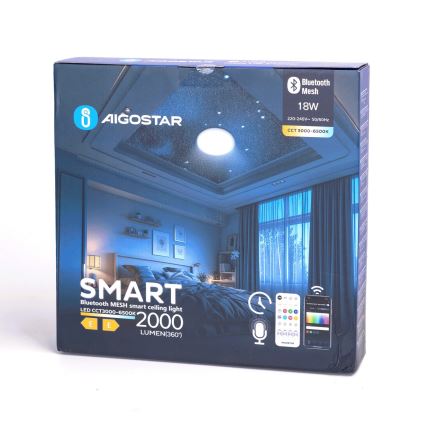 Aigostar - Iluminação de teto para casa de banho LED com regulação MESH Inteligente LED/18W/230V 3000-65000K IP44 + comando