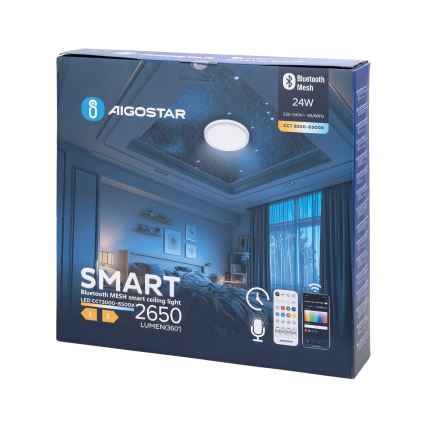 Aigostar - Iluminação de teto para casa de banho LED com regulação MESH Inteligente LED/24W/230V 3000-6500K IP44 + comando