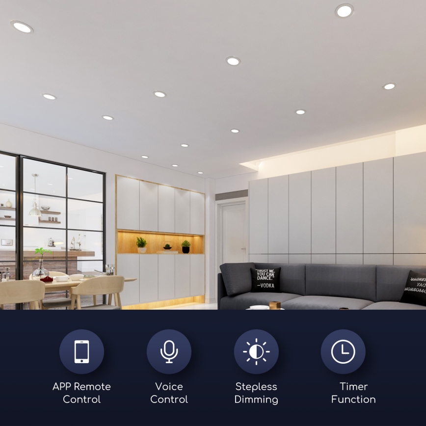 Aigostar - Iluminação embutida LED com regulação LED/18W/230V d. 22 cm  Wi-Fi