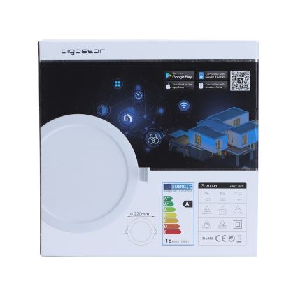 Aigostar - Iluminação embutida LED com regulação LED/18W/230V d. 22 cm  Wi-Fi