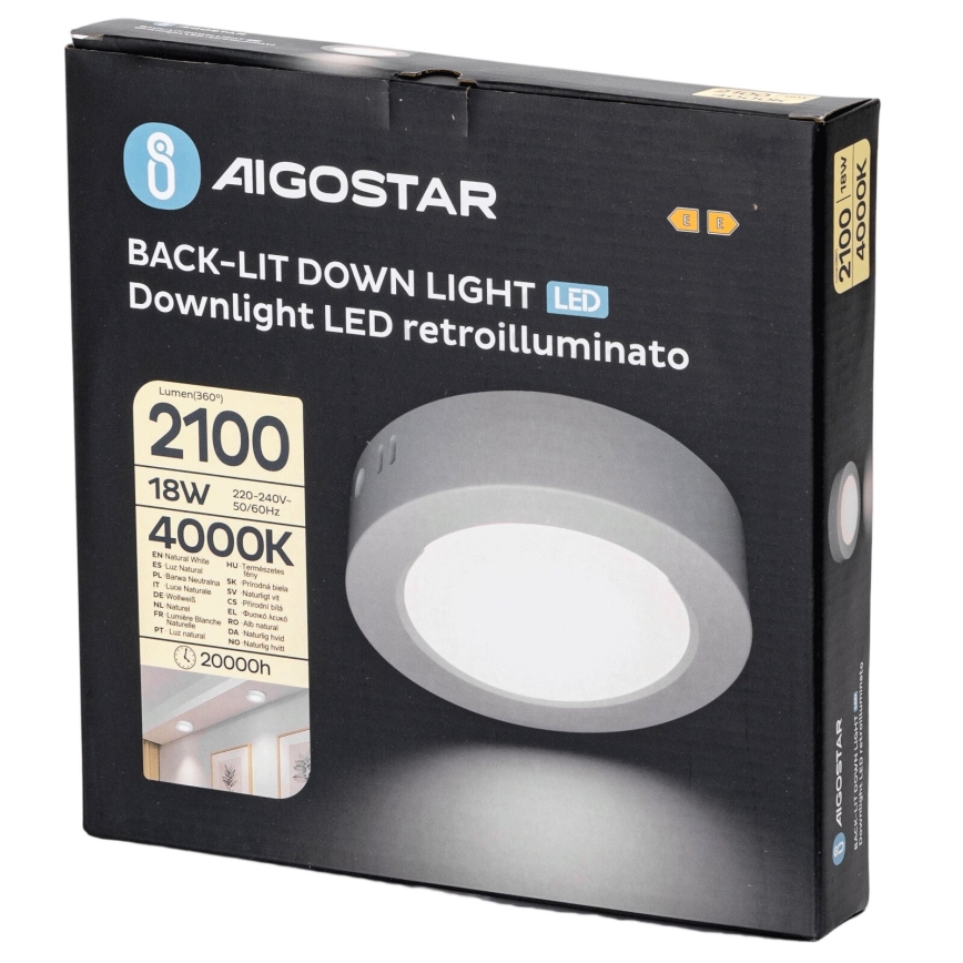 Aigostar - Iluminação integrada LED de teto LED/18W/230V diâmetro 22,6 cm 4000K branco