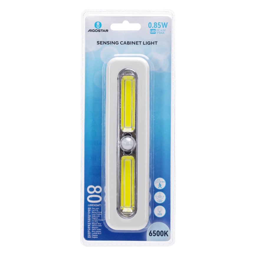 Aigostar - Iluminação LED para armário com sensor de movimento LED/3xAAA 6500K branca