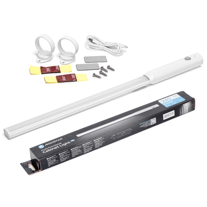 Aigostar - Iluminação LED para armário com sensor de movimento LED/5W/5V 1800 mAh 5700K branco
