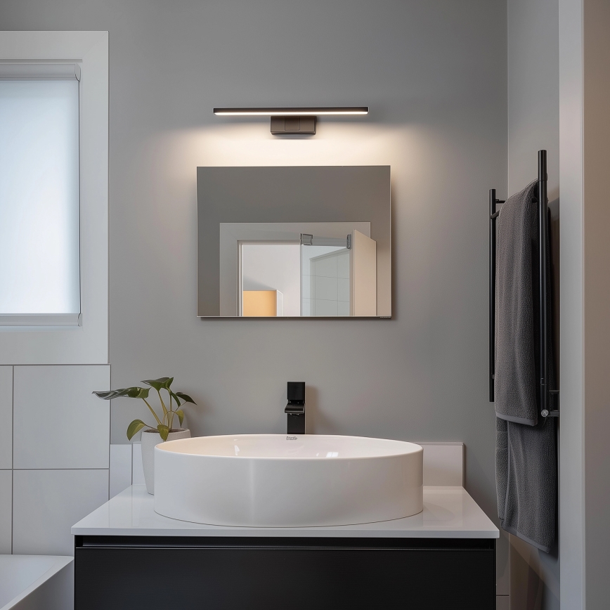 Aigostar - Iluminação LED para espelho de casa de banho, 8 W, 230 V, 4000 K, 40 cm, IP44, preta