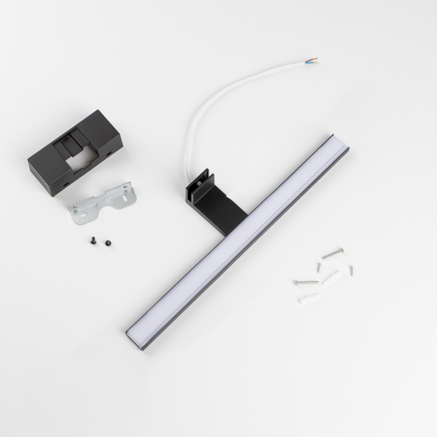 Aigostar - Iluminação LED para espelho de casa de banho, 8 W, 230 V, 4000 K, 40 cm, IP44, preta