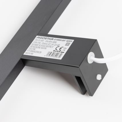 Aigostar - Iluminação LED para espelho de casa de banho LED/12W/230V 4000K 60 cm IP44 preta