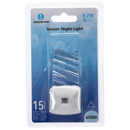 Aigostar - Luz noturna LED com sensor de anoitecer LED/0,2W/230V 6500K