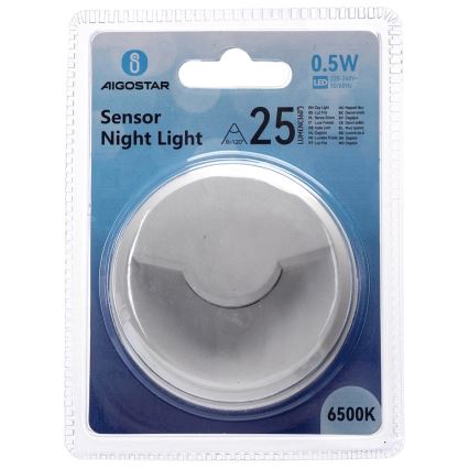 Aigostar - Luz noturna LED com sensor de anoitecer LED/0,5W/230V 6500K