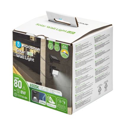 Aigostar - Iluminação solar de parede LED com sensor LED/0,64W/3,7V 600 mAh 6500K IP44