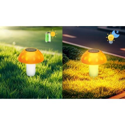 Aigostar - Iluminação solar LED LED/0,024W/1,2V 200 mAh 2700K IP44 cogumelos