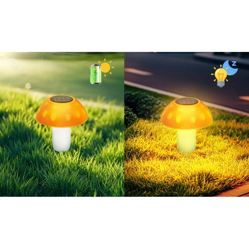 Aigostar - Iluminação solar LED LED/0,024W/1,2V 200 mAh 2700K IP44 cogumelos
