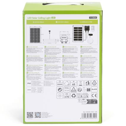 Aigostar - Iluminação solar LED LED/35W/12V 3000 mAh 6500K diâmetro 16,8 cm + comando