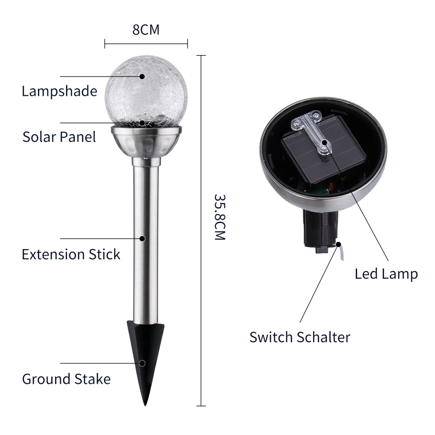 Aigostar - Iluminação solar LED RGB LED/0,08W/2V IP44 200 mAh
