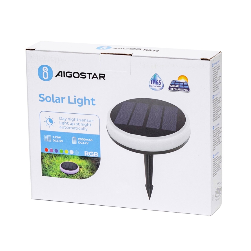 Aigostar - Iluminação solar LED RGB LED/0,6W/3,7V IP65