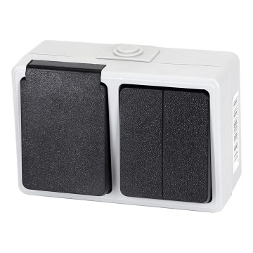 Aigostar - Interruptor doméstico para corrente alternada com tomada incorporada, 250 V/16 A, proteção IP54