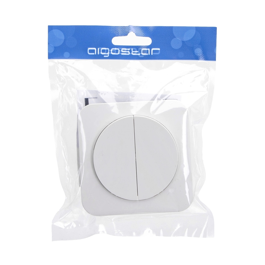 Aigostar - Interruptor duplo com moldura n.º 7 branco