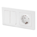 Aigostar - Interruptor duplo n.º 1 e tomada SCHUKO 250V com moldura branca