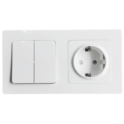 Aigostar - Interruptor duplo n.º 1 e tomada SCHUKO 250V com moldura branca