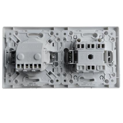Aigostar - Interruptor duplo n.º 1 e tomada SCHUKO 250V com moldura branca