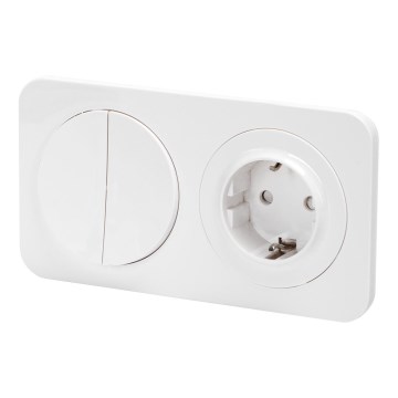Aigostar - Interruptor duplo n.º 5 e tomada SCHUKO 230 V com moldura branca