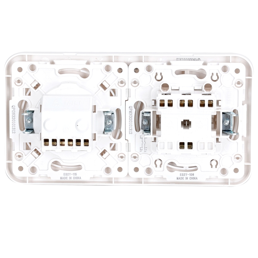 Aigostar - Interruptor duplo n.º 5 e tomada SCHUKO 230 V com moldura branca