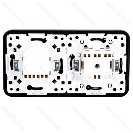 Aigostar - Interruptor duplo n.º 5 e tomada SCHUKO 230 V com moldura preta