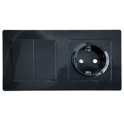 Aigostar - Interruptor duplo n.º 5 e tomada SCHUKO 230 V com moldura preta