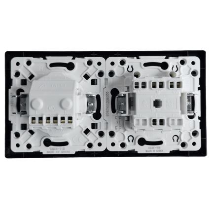 Aigostar - Interruptor duplo n.º 5 e tomada SCHUKO 230 V com moldura preta