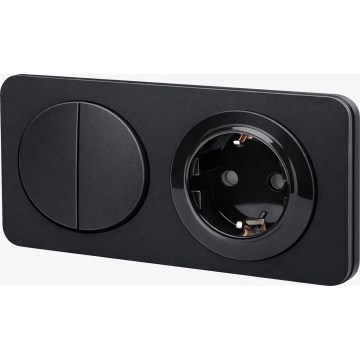 Aigostar - Interruptor duplo n.º 5 e tomada SCHUKO 230V com moldura preta