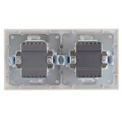 Aigostar - Interruptor duplo n.º 6+6 e interruptor simples n.º 1 com moldura, branco