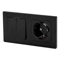 Aigostar - Interruptor duplo n.º 6 e tomada SCHUKO 230V com moldura preta
