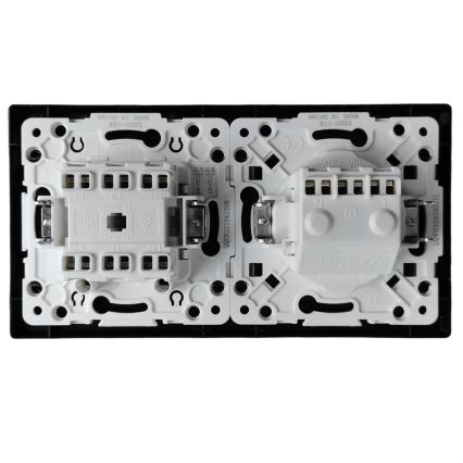 Aigostar - Interruptor duplo n.º 6 e tomada SCHUKO 230V com moldura preta