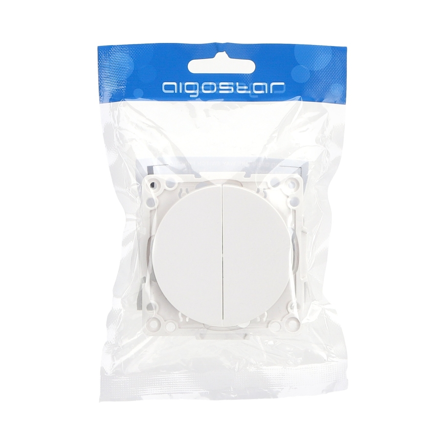 Aigostar - Interruptor duplo sem moldura n.º 5 branco