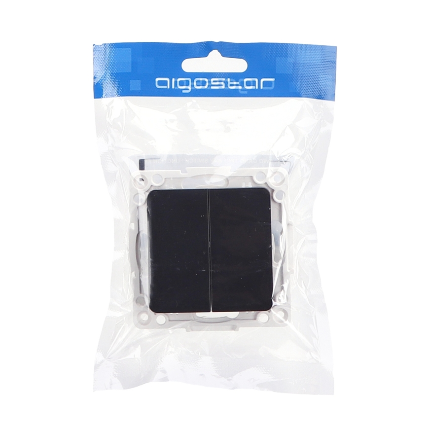 Aigostar - Interruptor duplo sem moldura n.º 5 preto